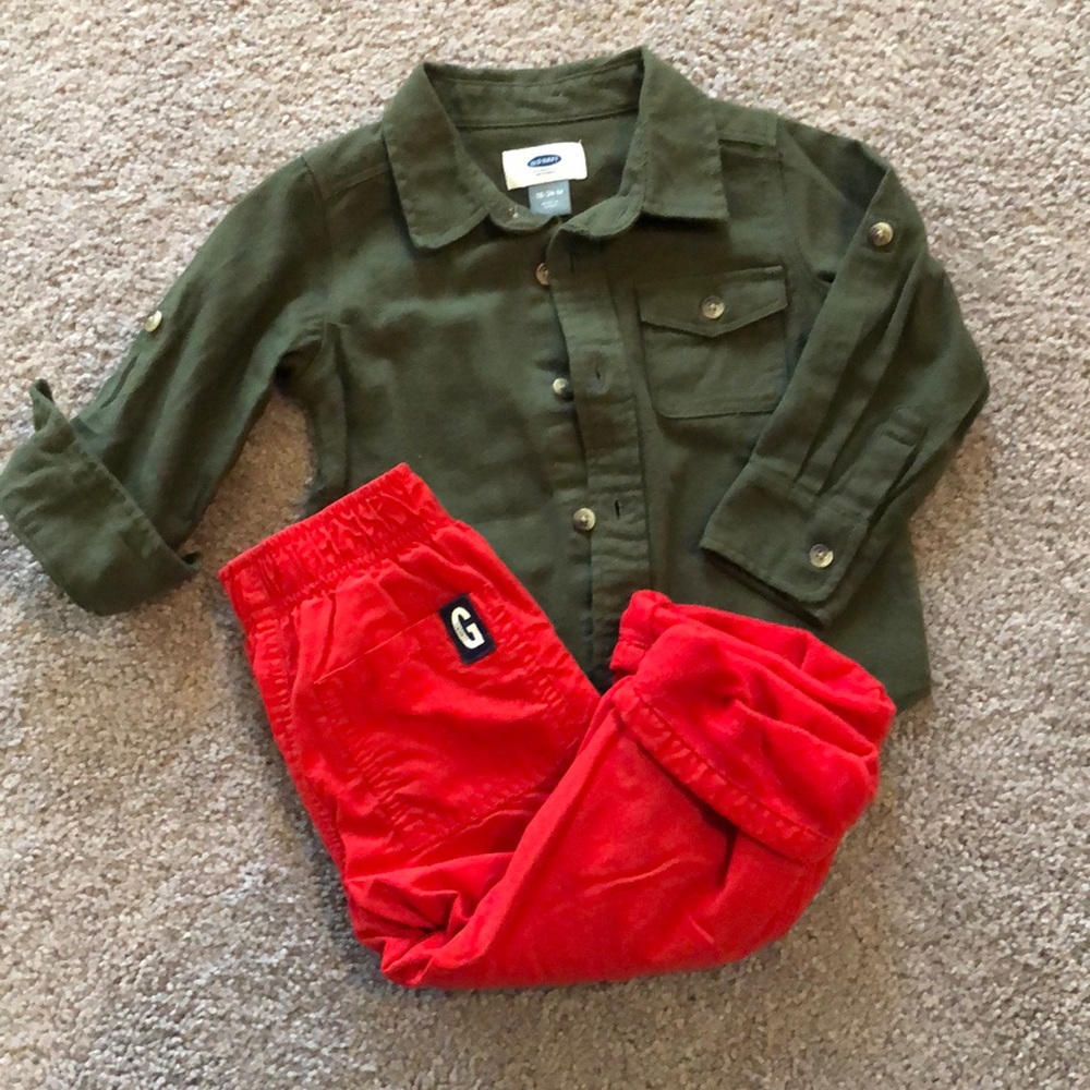 Fleece lined wind pants and long sleeved shirt